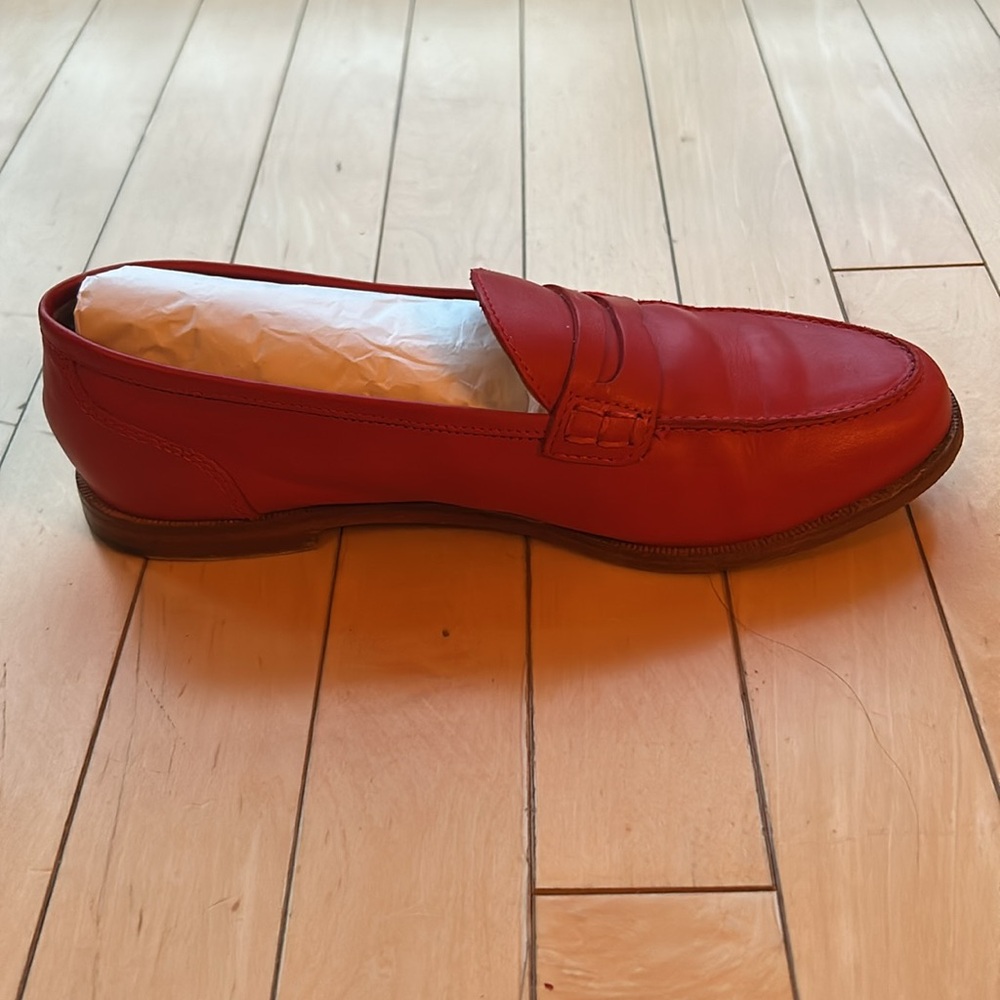 J. Crew Red Penny Loafers Flats in leather - Picture 8 of 8